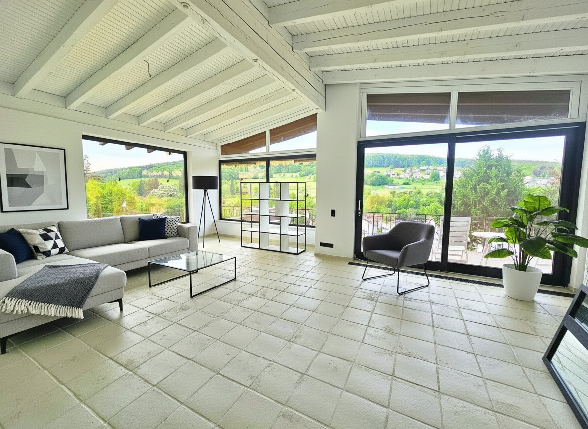 Solides Architektenhaus mit 2 Wohnungen und Blick über Bad König